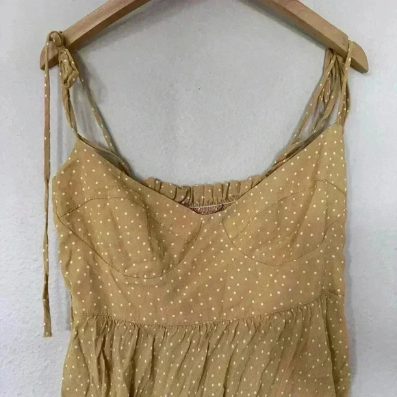 Blue Life Cami Mini Dress in Dot Size Small Mustard Yellow And White Polka Dots - Picture 2 of 6